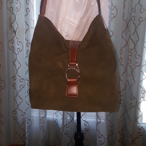 Dooney & Bourke Large Suede Derby Hobo in Moss - Picture 1 of 8